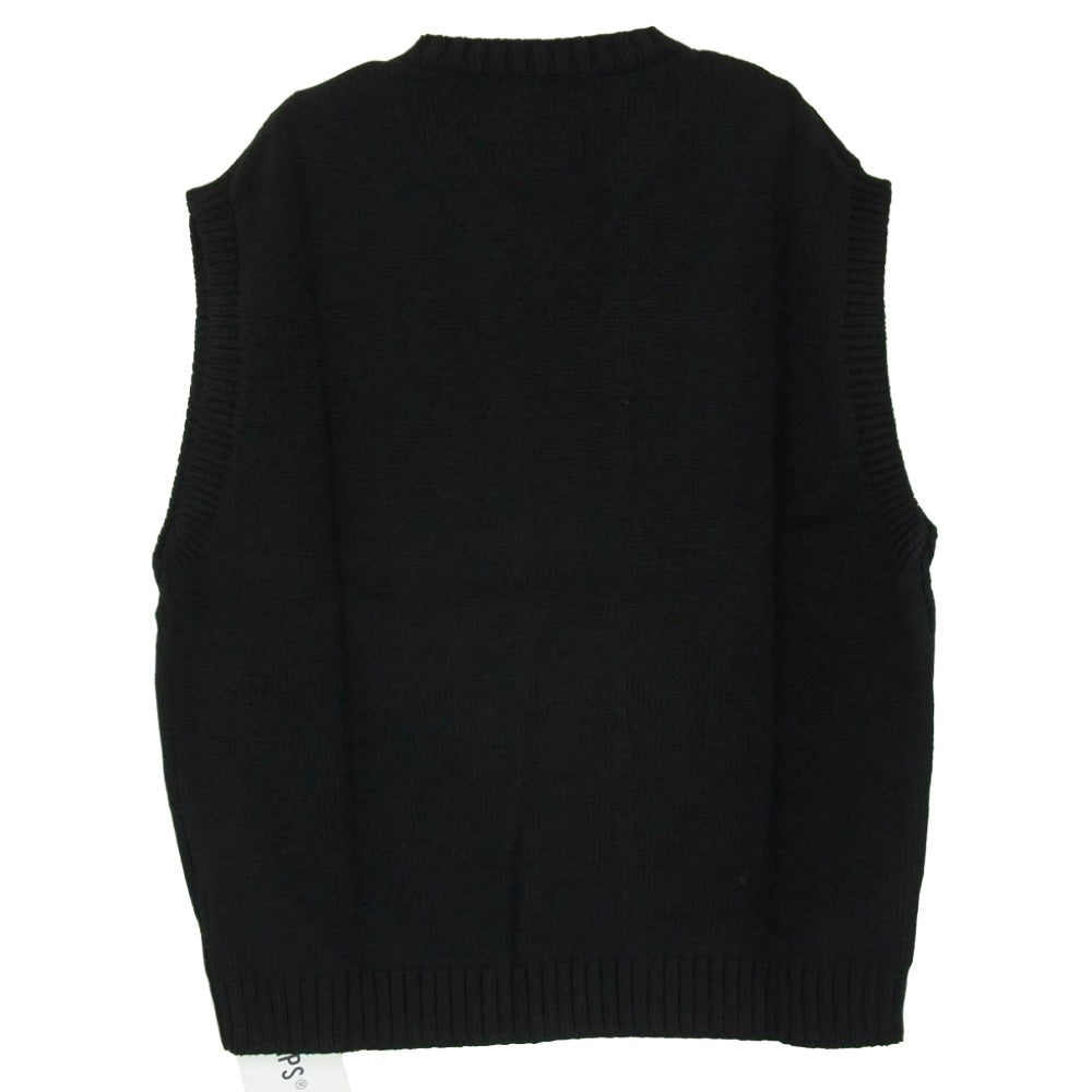 WTAPS ダブルタップス 22AW 222MADT-KNM01 DITCH VEST ACRYLIC．CRST ディッチ ベスト ロゴ刺繍 ニット ベスト ブラック系 X02【新古品】【未使用】【中古】