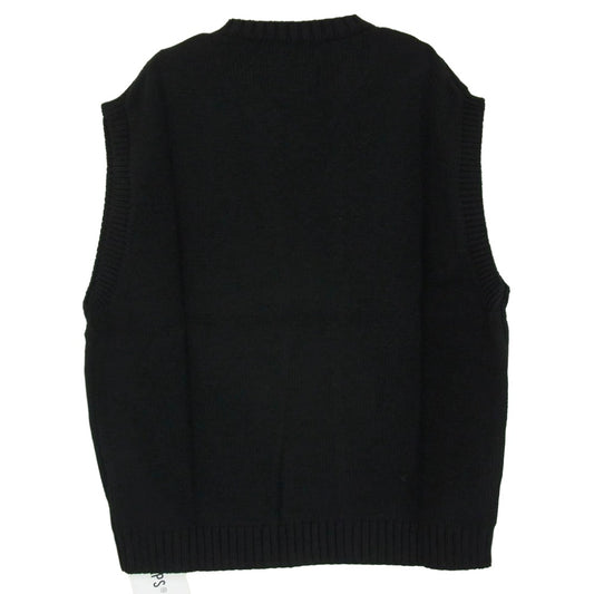 WTAPS ダブルタップス 22AW 222MADT-KNM01 DITCH VEST ACRYLIC．CRST ディッチ ベスト ロゴ刺繍 ニット ベスト ブラック系 X02【新古品】【未使用】【中古】