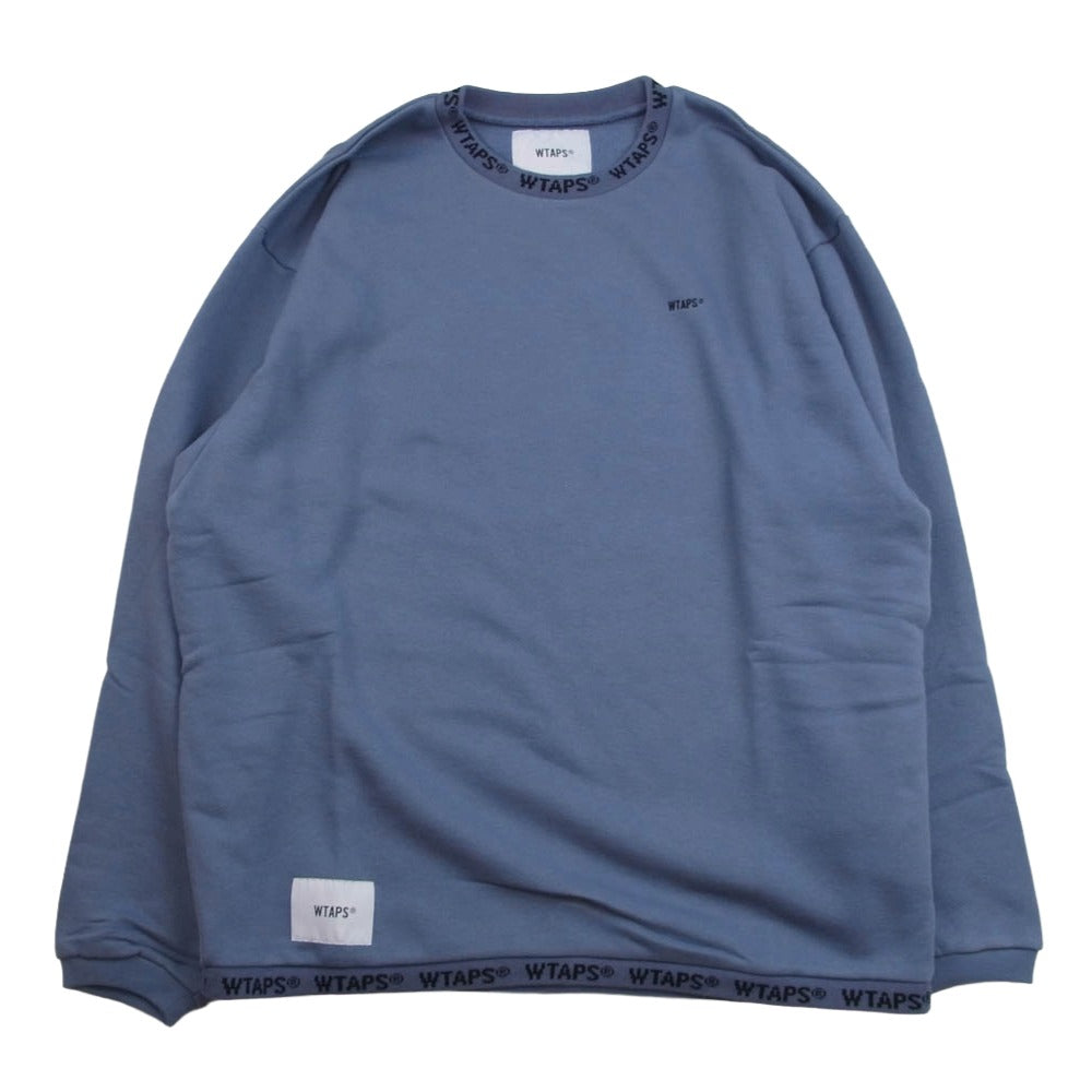 WTAPS ダブルタップス 20SS 201ATDT-CSM30 PYN.SMOCK SWEATSHIRT.COPO スモック クルーネック スウェットシャツ リブロゴ ブルー系 03【新古品】【未使用】【中古】