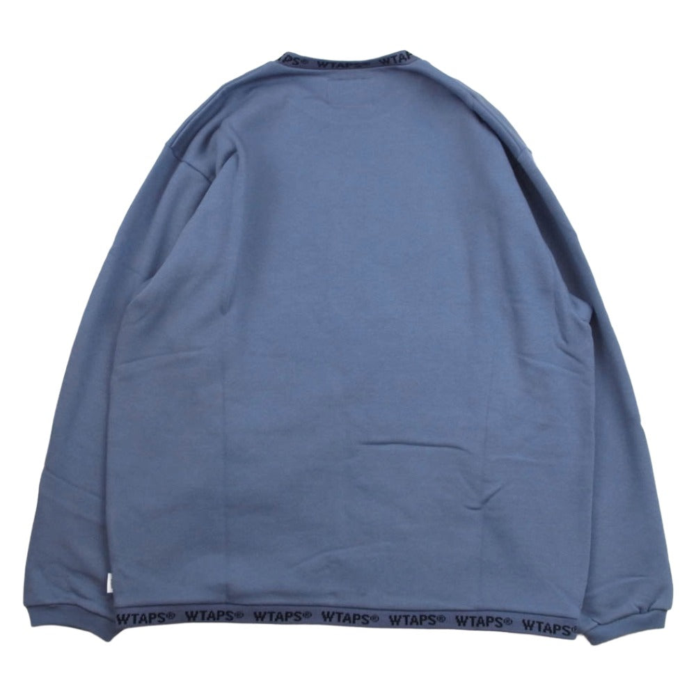 WTAPS ダブルタップス 20SS 201ATDT-CSM30 PYN.SMOCK SWEATSHIRT.COPO スモック クルーネック スウェットシャツ リブロゴ ブルー系 03【新古品】【未使用】【中古】
