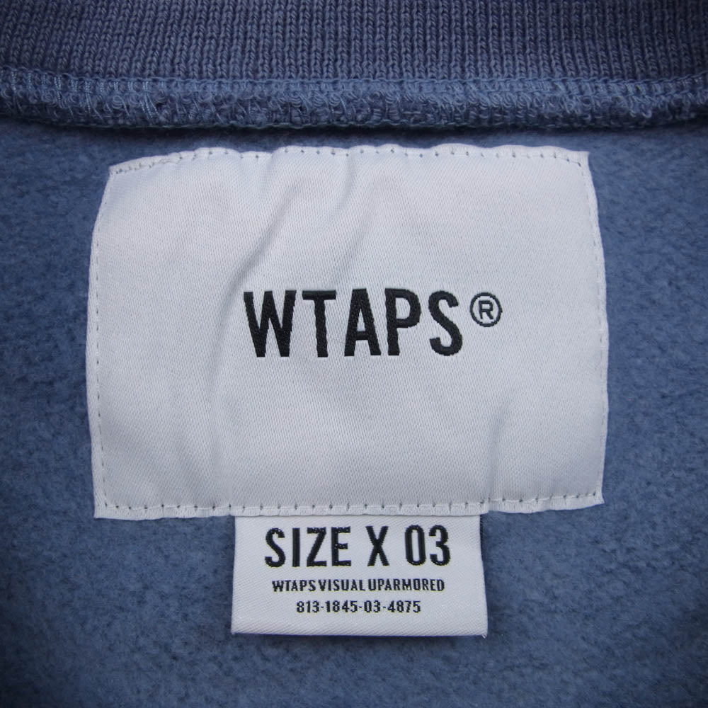 WTAPS ダブルタップス 20SS 201ATDT-CSM30 PYN.SMOCK SWEATSHIRT.COPO スモック クルーネック スウェットシャツ リブロゴ ブルー系 03【新古品】【未使用】【中古】