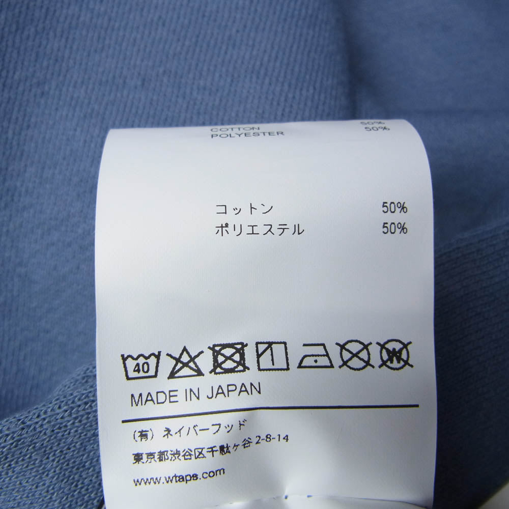 WTAPS ダブルタップス 20SS 201ATDT-CSM30 PYN.SMOCK SWEATSHIRT.COPO スモック クルーネック スウェットシャツ リブロゴ ブルー系 03【新古品】【未使用】【中古】