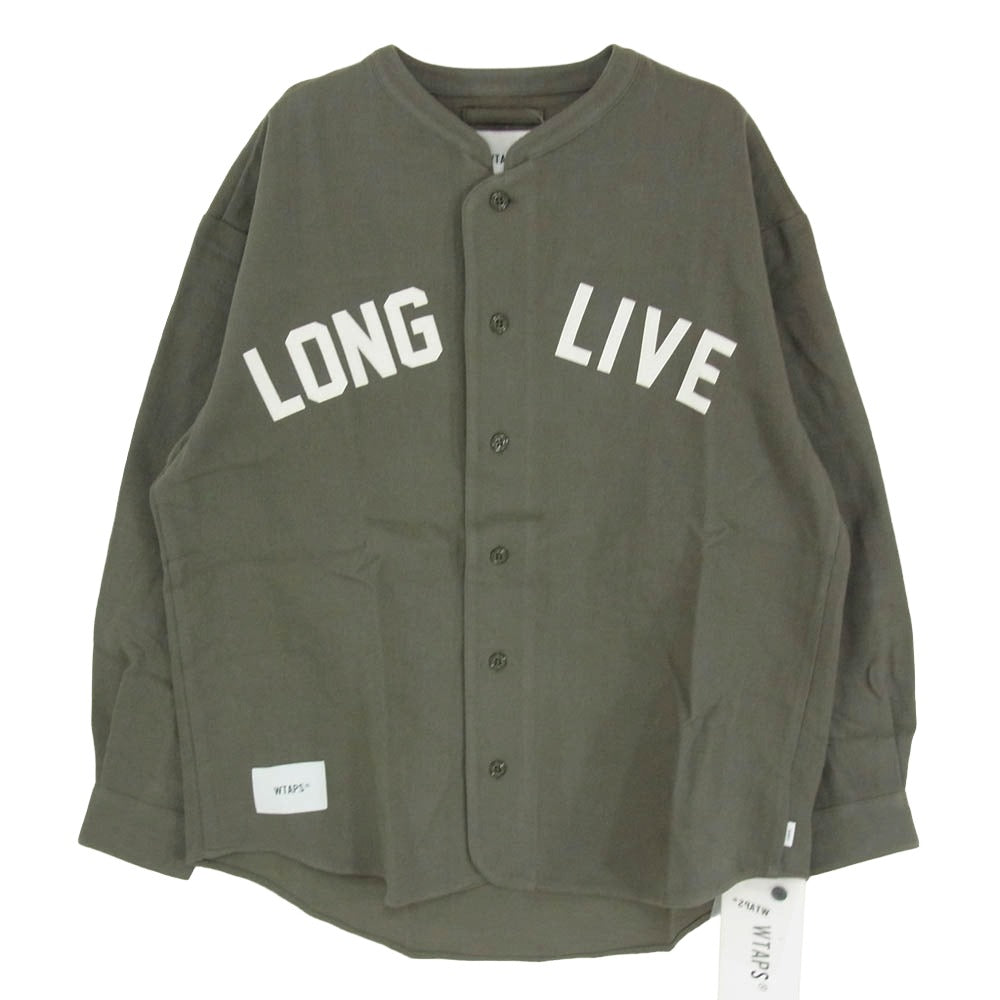 WTAPS ダブルタップス 21AW 212TQDT-SHM04 LEAGUE LS COTTON FLANNE リーグ フランネル ベース ボール シャツ 長袖 カーキ系 X02【新古品】【未使用】【中古】