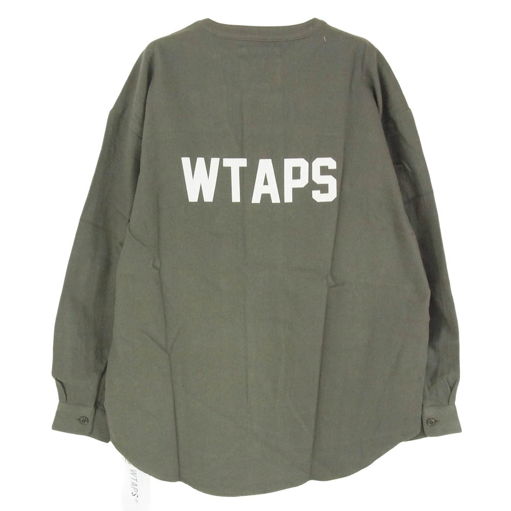 WTAPS ダブルタップス 21AW 212TQDT-SHM04 LEAGUE LS COTTON FLANNE リーグ フランネル ベース ボール シャツ 長袖 カーキ系 X02【新古品】【未使用】【中古】