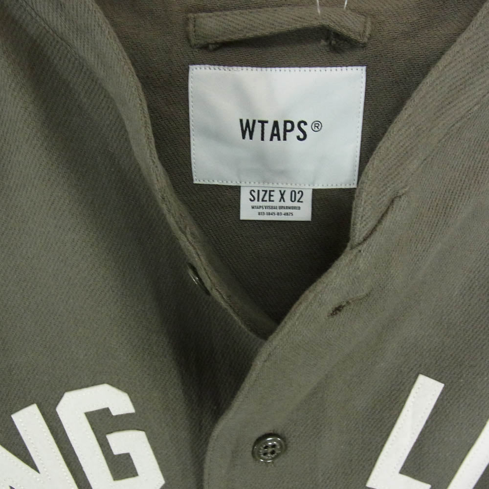 WTAPS ダブルタップス 21AW 212TQDT-SHM04 LEAGUE LS COTTON FLANNE リーグ フランネル ベース ボール シャツ 長袖 カーキ系 X02【新古品】【未使用】【中古】