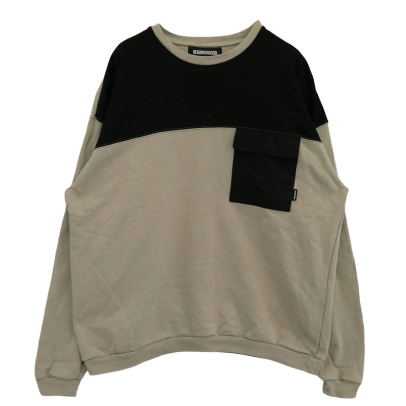 NEIGHBORHOOD ネイバーフッド 21SS 211UWNH-CSM04 YOKE C-REW LS ポケット付 パネル クルーネック スウェット ベージュ系 L【中古】