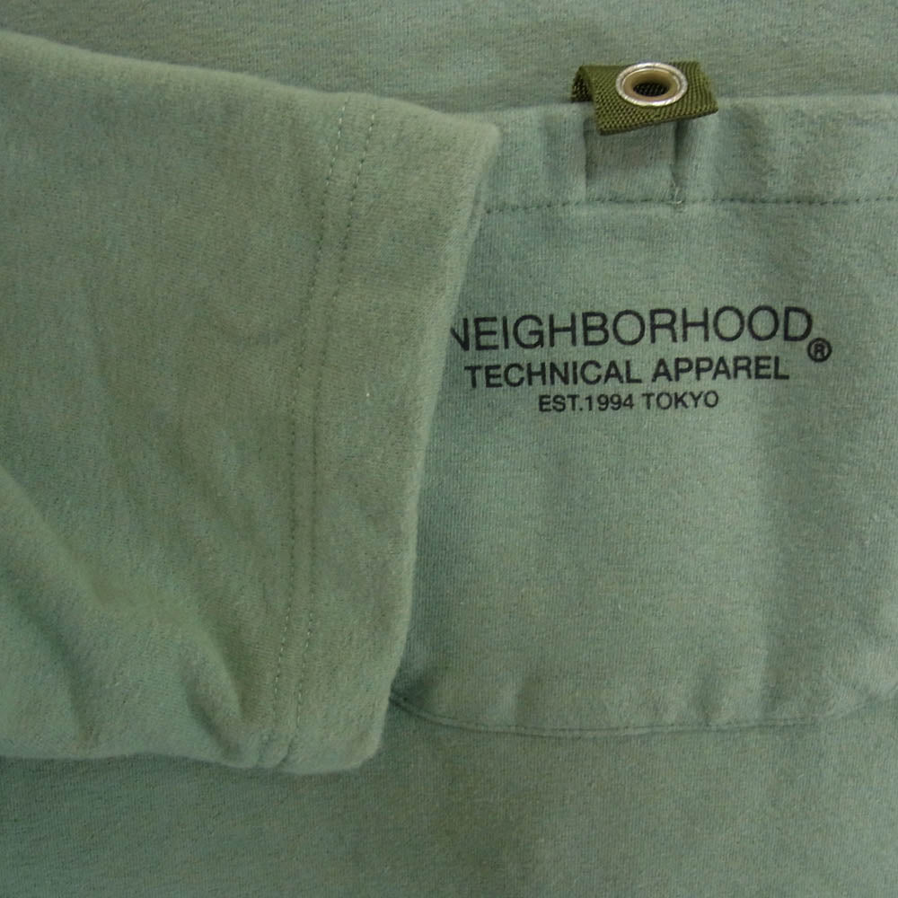 NEIGHBORHOOD ネイバーフッド 20AW 20237NH-CSM01 LIGHT-P/C-CREW.LS クルーネック ポケット付 ロゴプリント スウェット グリーン系 XL【中古】