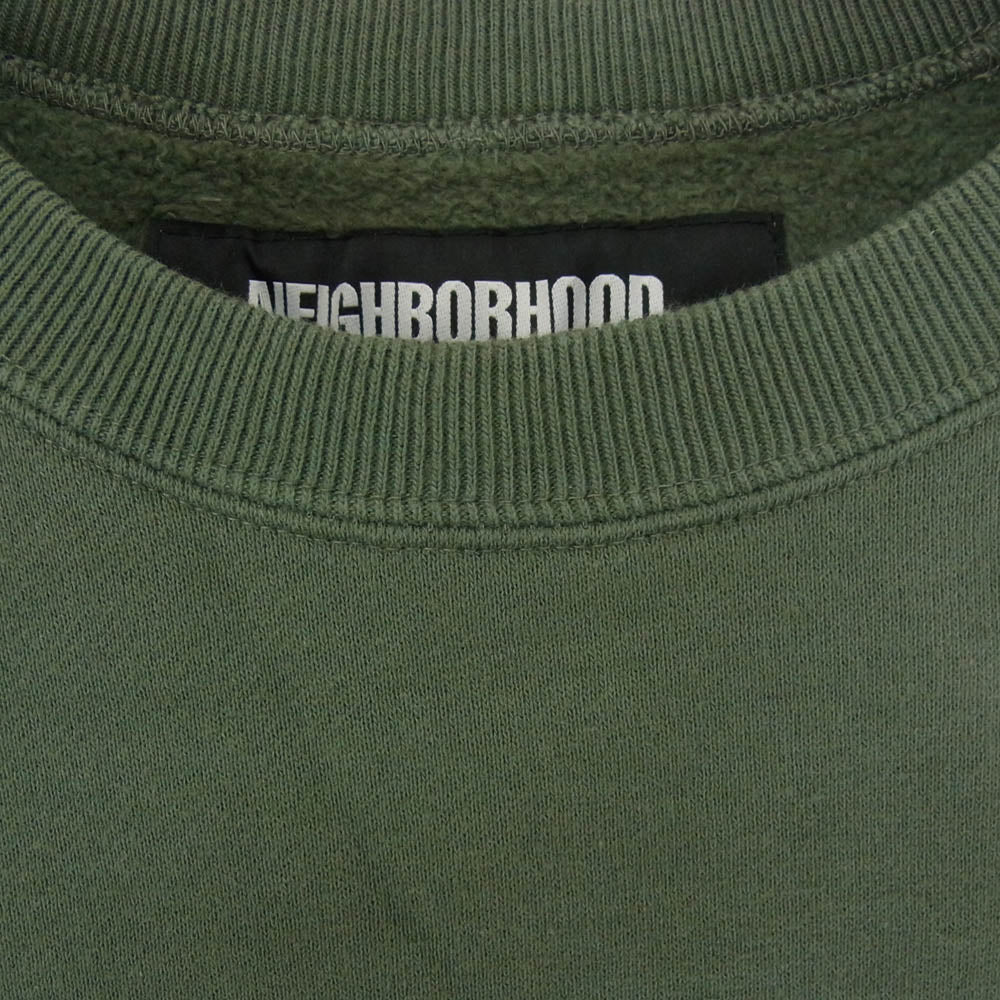 NEIGHBORHOOD ネイバーフッド 22AW 222FPNH-CSM01 CLASSIC-S CREWNECK LS . CO クラシック クルーネック 両面 ロゴプリント スウェット グリーン系 L【中古】