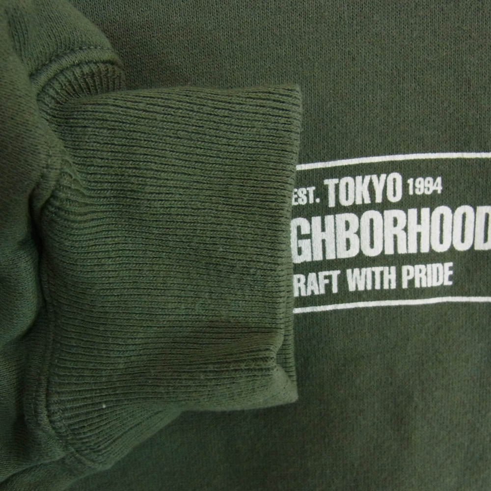 NEIGHBORHOOD ネイバーフッド 22AW 222FPNH-CSM01 CLASSIC-S CREWNECK LS . CO クラシック クルーネック 両面 ロゴプリント スウェット グリーン系 L【中古】