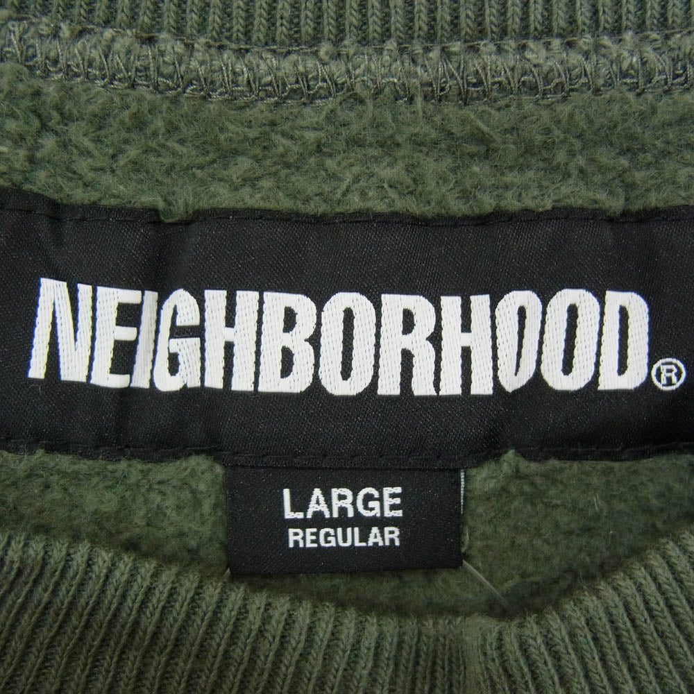 NEIGHBORHOOD ネイバーフッド 22AW 222FPNH-CSM01 CLASSIC-S CREWNECK LS . CO クラシック クルーネック 両面 ロゴプリント スウェット グリーン系 L【中古】