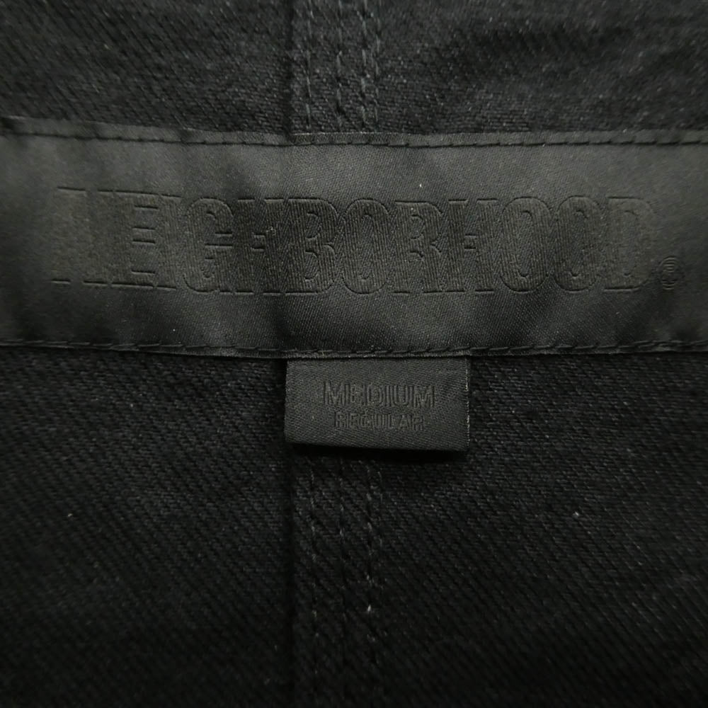 NEIGHBORHOOD ネイバーフッド 25SS 252AQNH-JKM05 BW . WASHED COVERALL JACKET 12oz ウオッシュド 襟コーデュロイ ペイント デニム カバー　オールジャケット ブラック系 M【中古】