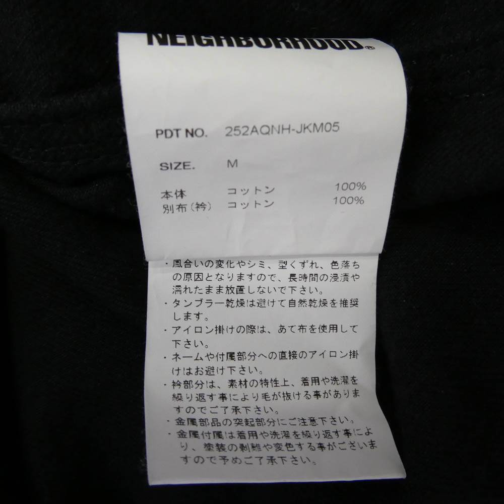 NEIGHBORHOOD ネイバーフッド 25SS 252AQNH-JKM05 BW . WASHED COVERALL JACKET 12oz ウオッシュド 襟コーデュロイ ペイント デニム カバー　オールジャケット ブラック系 M【中古】