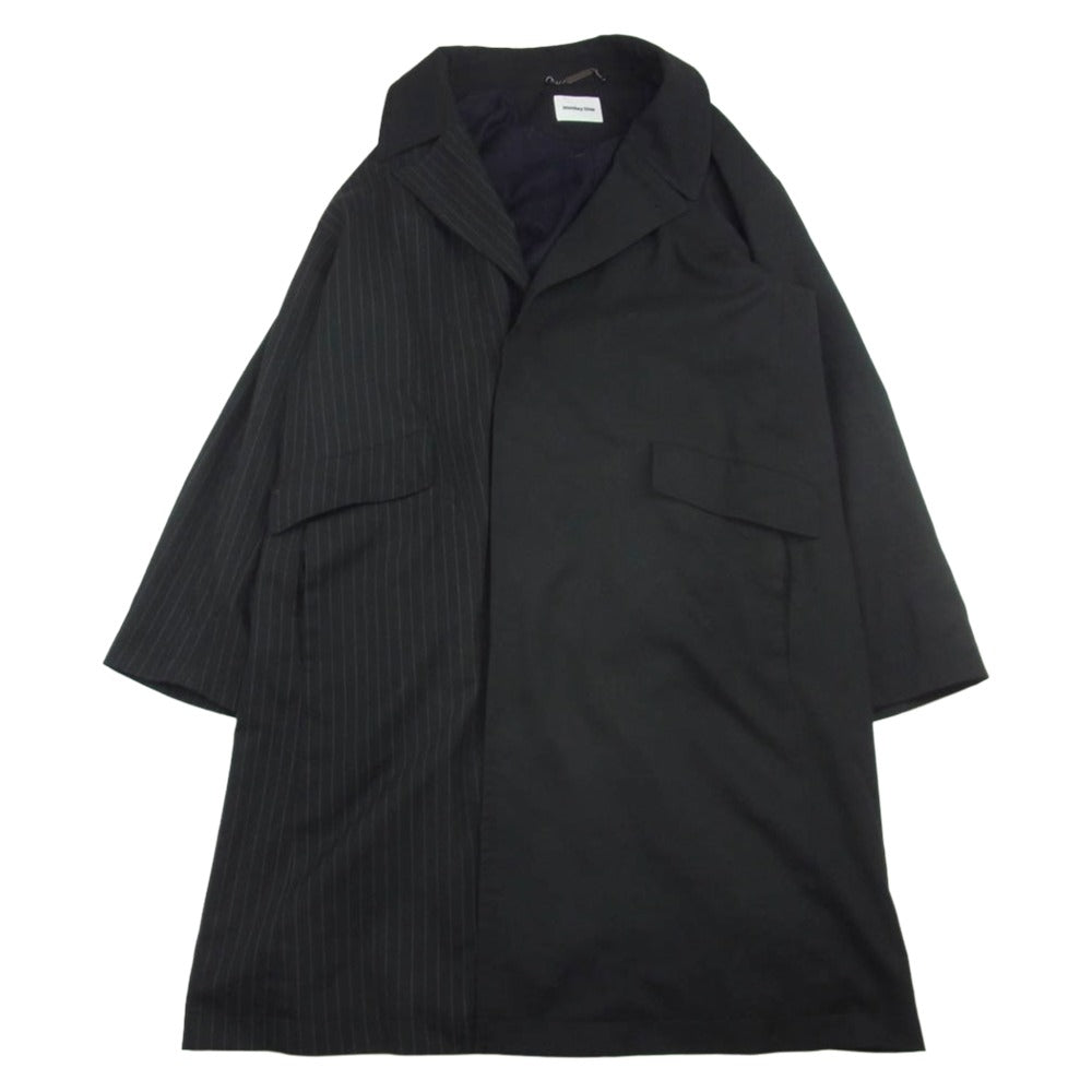 モンキータイム 8325-174-0275 STRIPE PANEL OVER COAT ストライプ 切替 クレイジーパターン コート ブラック系 L【中古】