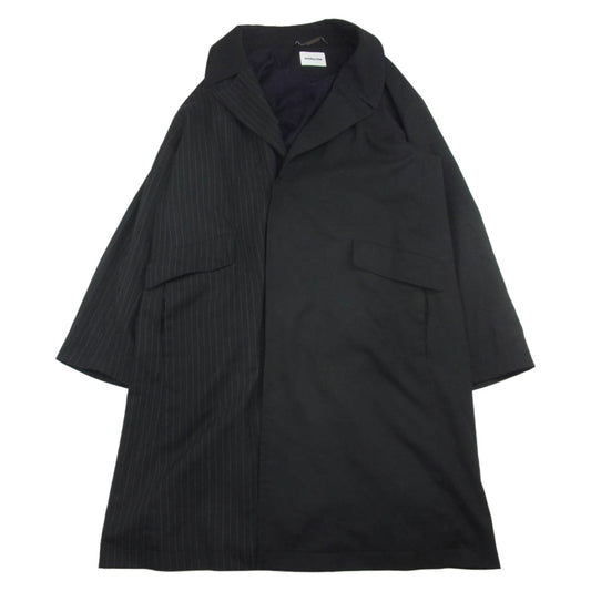 モンキータイム 8325-174-0275 STRIPE PANEL OVER COAT ストライプ 切替 クレイジーパターン コート ブラック系 L【中古】