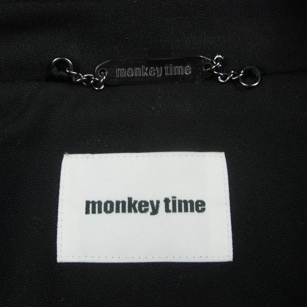 モンキータイム 8325-174-0275 STRIPE PANEL OVER COAT ストライプ 切替 クレイジーパターン コート ブラック系 L【中古】