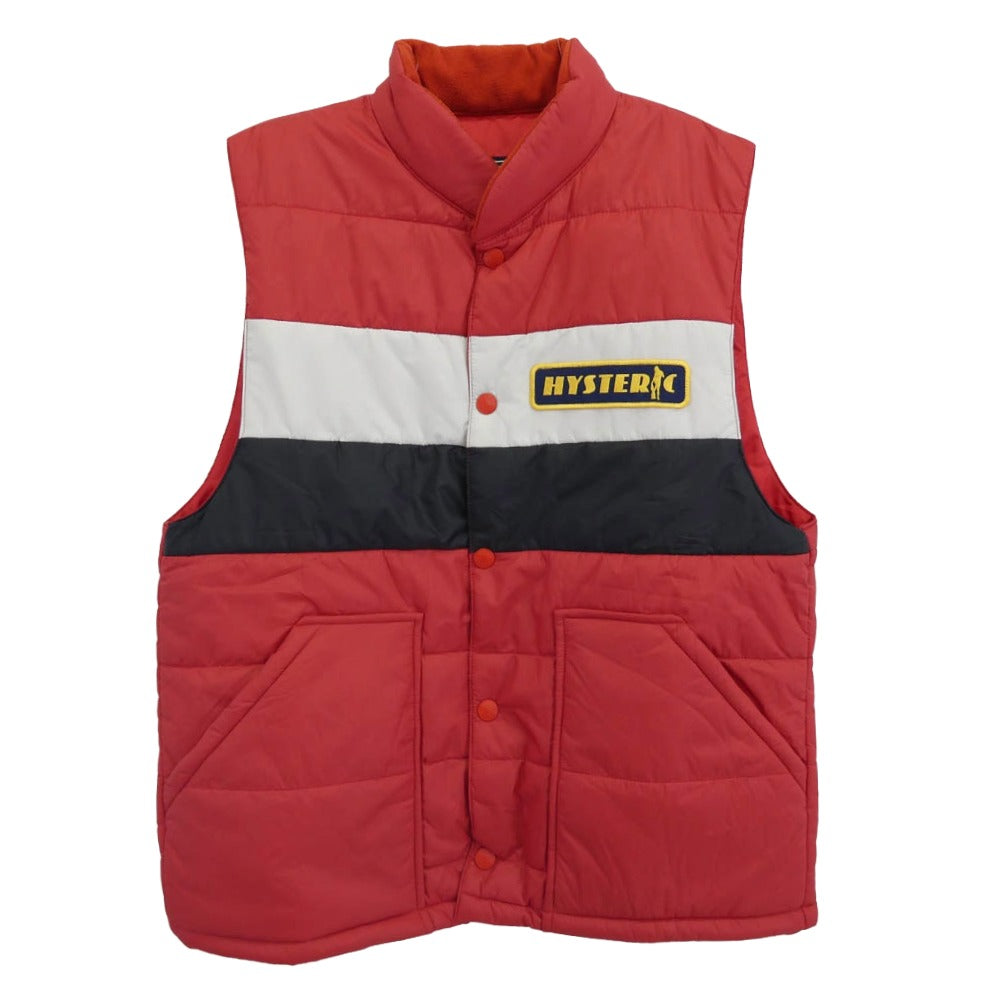 HYSTERIC GLAMOUR ヒステリックグラマー 22AW 02223AV04 HYS GOOD TIMES アップリケ レーシング 中綿 ベスト レッド系 M【極上美品】【中古】