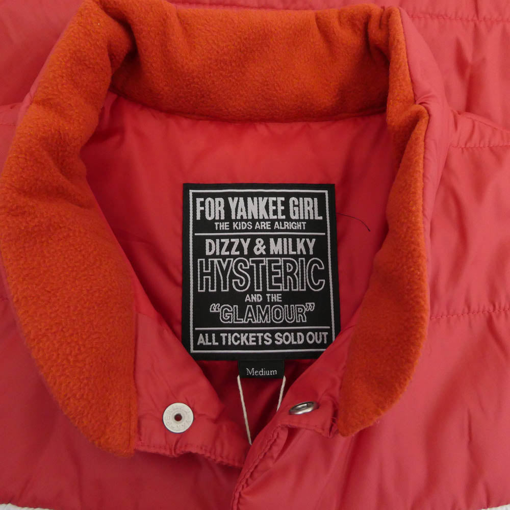 HYSTERIC GLAMOUR ヒステリックグラマー 22AW 02223AV04 HYS GOOD TIMES アップリケ レーシング 中綿 ベスト レッド系 M【極上美品】【中古】
