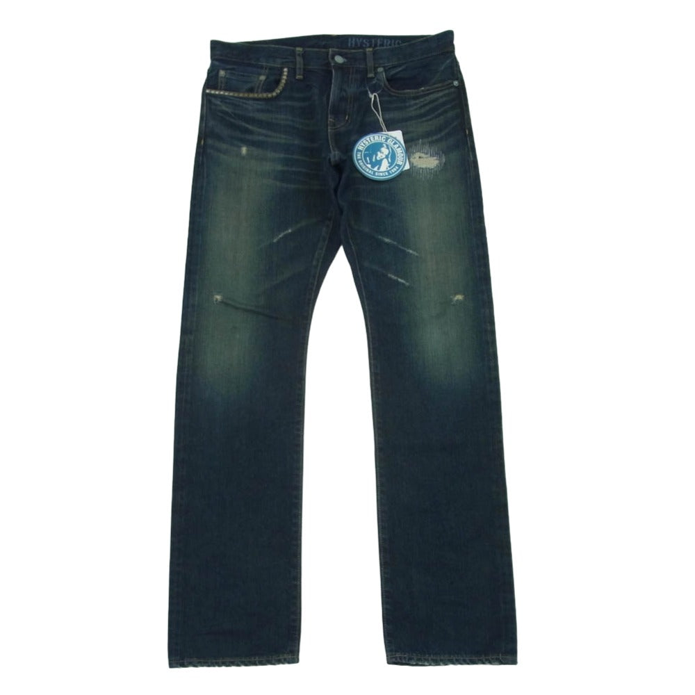 HYSTERIC GLAMOUR ヒステリックグラマー 24SS 02241AP18 RW CLASH加工 スリム ストレート デニム パンツ ジーンズ インディゴブルー系 31【美品】【中古】