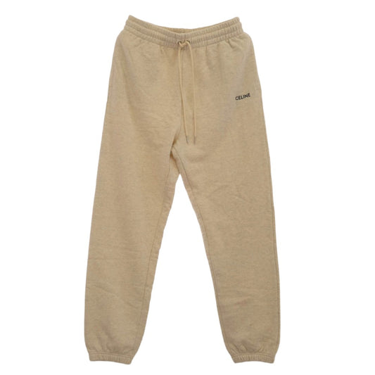 CELINE セリーヌ 2Z062765N ロゴプリント コットンフリース スウェット ジョガーパンツ トラックパンツ オフホワイト系 L【極上美品】【中古】