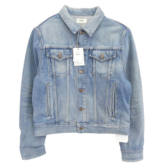 CELINE セリーヌ 23SS 2Q623206T Vシェイプトラッカー ピズモウォッシュ デニムジャケット インディゴブルー系 M【極上美品】【中古】