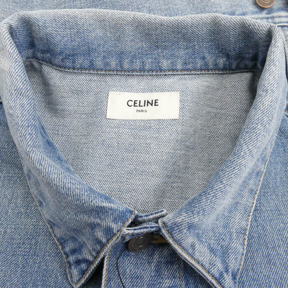 CELINE セリーヌ 23SS 2Q623206T Vシェイプトラッカー ピズモウォッシュ デニムジャケット【極上美品】【中古】 CELINE セリーヌ 23SS 2Q623206T Vシェイプトラッカー ピズモ