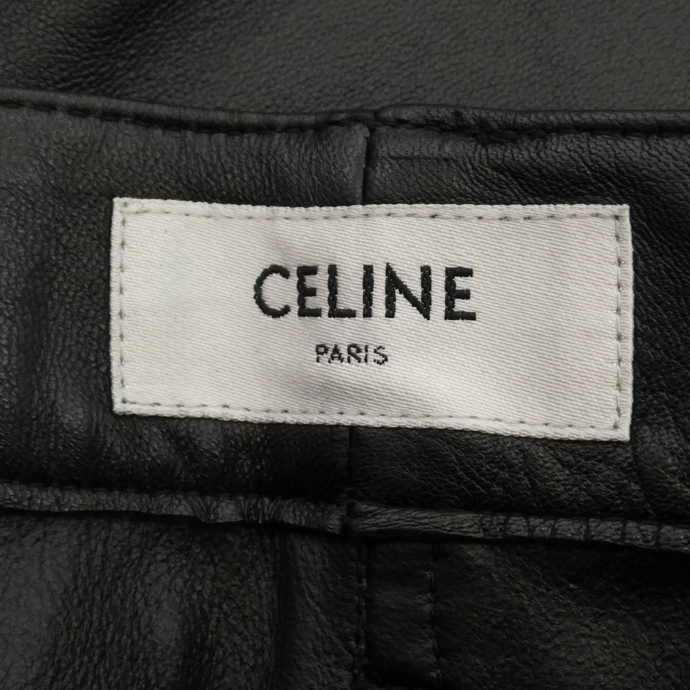 CELINE セリーヌ 24SS 2G461280D ルージーンズ ソフトラムスキン オールレザー ロング パンツ ブラック系 30【極上美品】【中古】