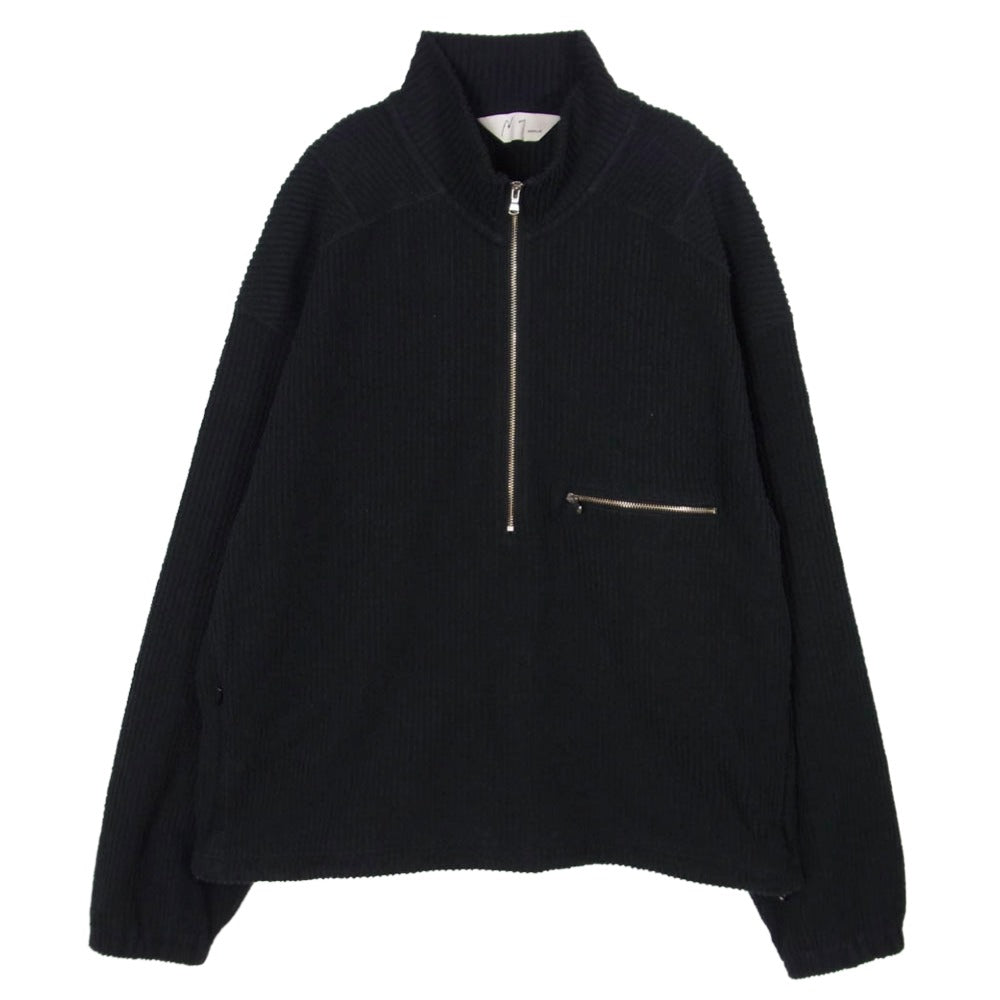 ANCELLM アンセルム ANC-CT96 CUT STRIPE HALF ZIP PULL OVER SHIRT BLACK カットストライプ ハーフジップ プルオーバー シャツ ブラック系 2【中古】