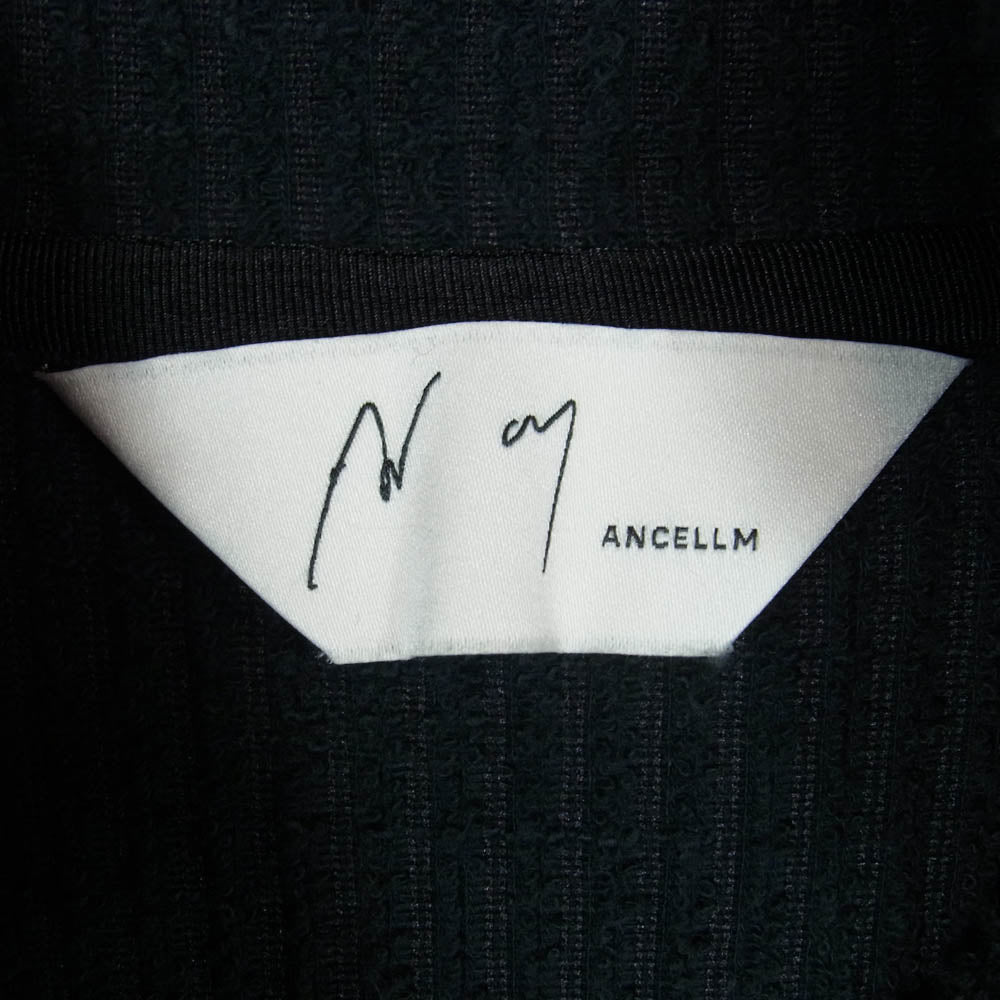 ANCELLM アンセルム ANC-CT96 CUT STRIPE HALF ZIP PULL OVER SHIRT BLACK カットストライプ ハーフジップ プルオーバー シャツ ブラック系 2【中古】