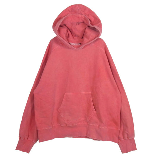 ANCELLM アンセルム ANC-CT91 DYED DAMAGE HOODIE RED 製品染め ダメージ加工 フーディー プルオーバー パーカー レッド系 2【中古】