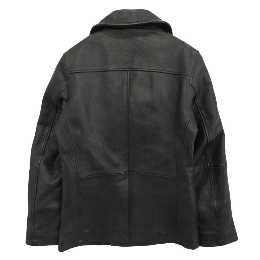 ハルフ 山羊革 ゴートレザー Pコート ダブルブレスト ジャケット ブラック系 S【中古】