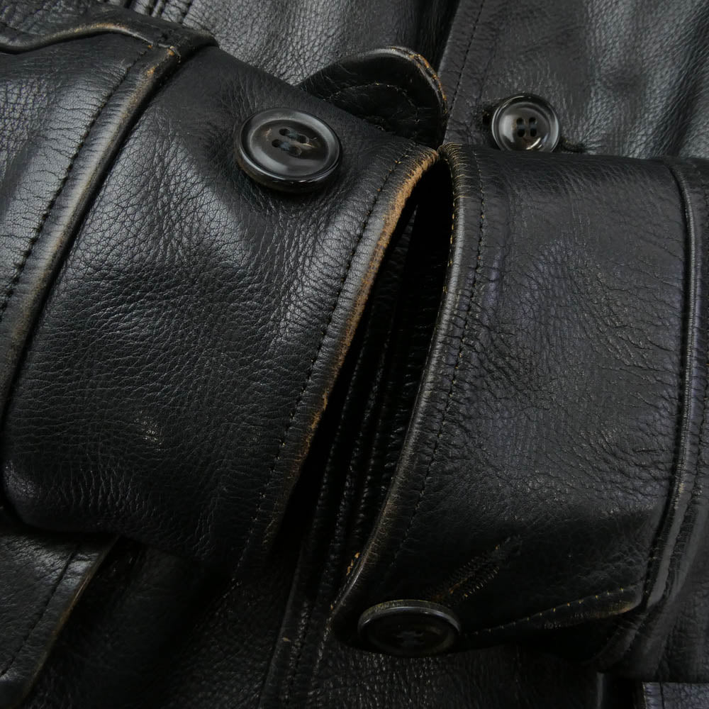 WACKO MARIA ワコマリア LEATHER CAR COAT 裏地チェック レザー カーコート ブラック系 M【中古】