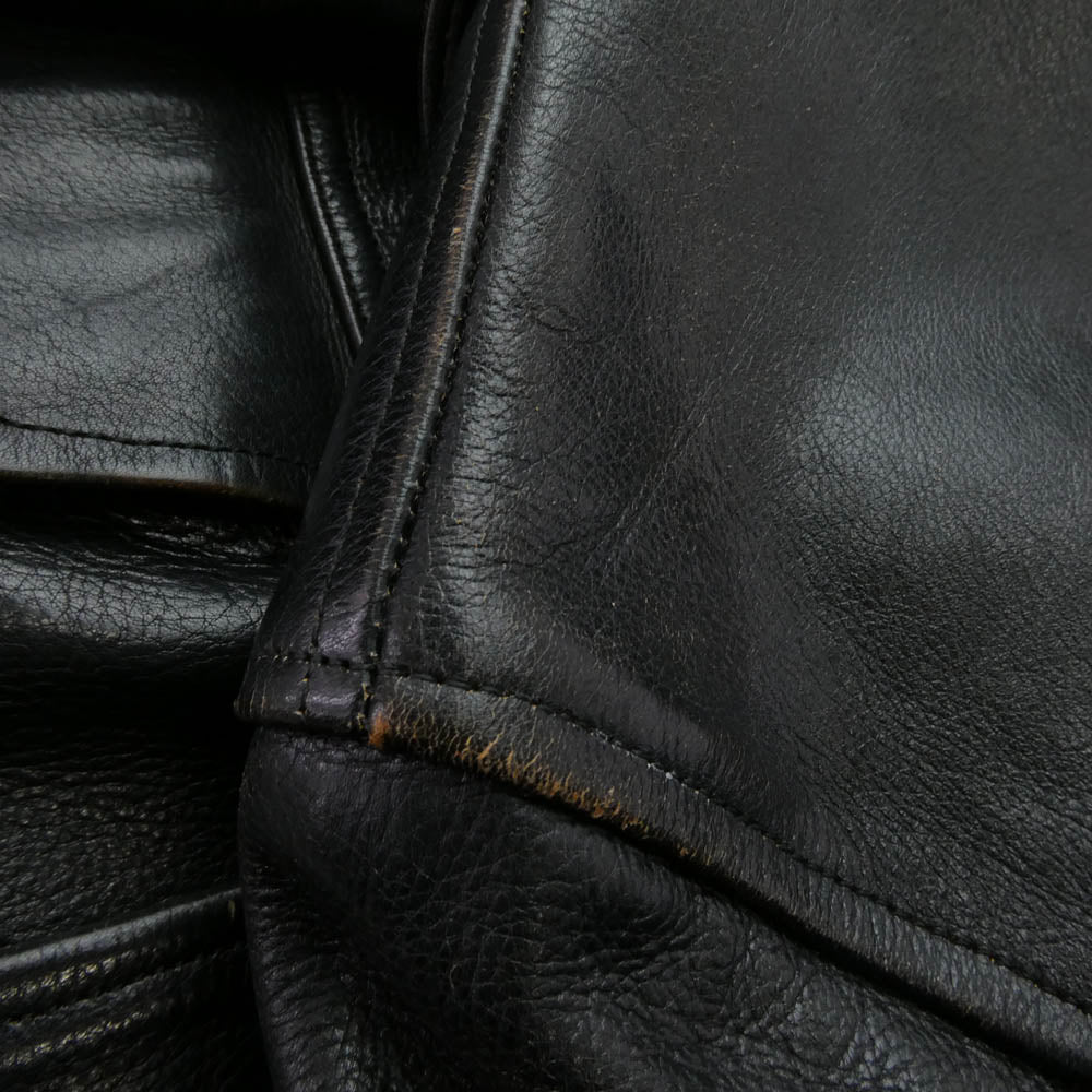 WACKO MARIA ワコマリア LEATHER CAR COAT 裏地チェック レザー カーコート ブラック系 M【中古】