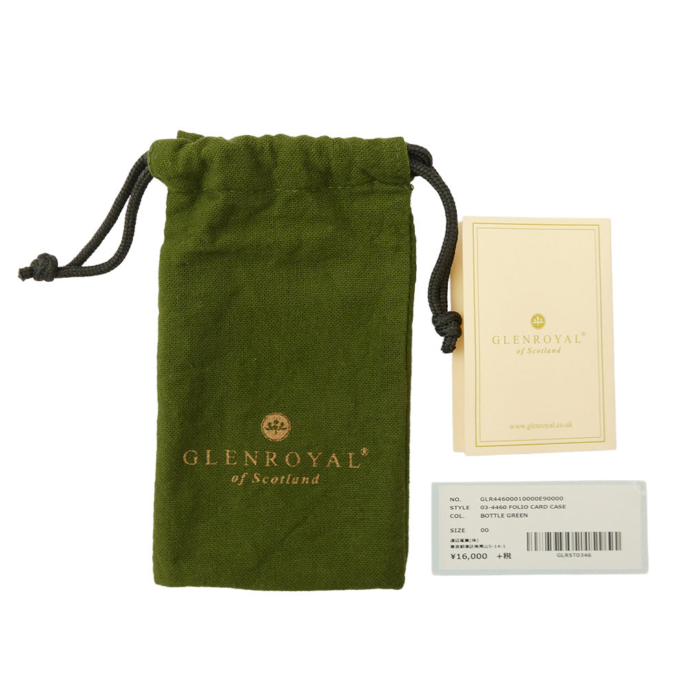 GLENROYAL グレンロイヤル 03-4460 FOLIO CARD CASE 名刺入れ カードケース ブライドルレザー モスグリーン系 00【美品】【中古】