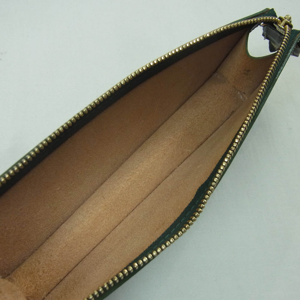 GLENROYAL グレンロイヤル 03-6057 ZIP PEN CASE ペンケース ブライドルレザー グリーン系【美品】【中古】