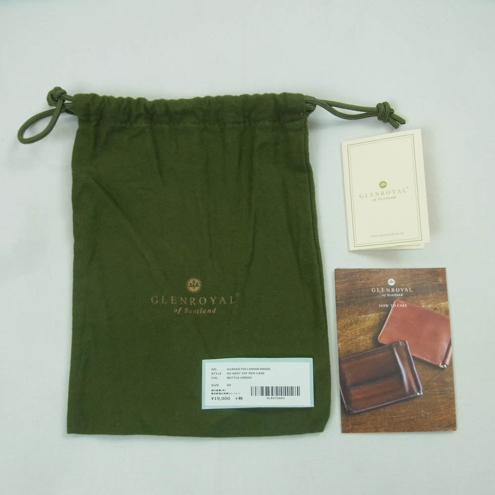 GLENROYAL グレンロイヤル 03-6057 ZIP PEN CASE ペンケース ブライドルレザー グリーン系【美品】【中古】