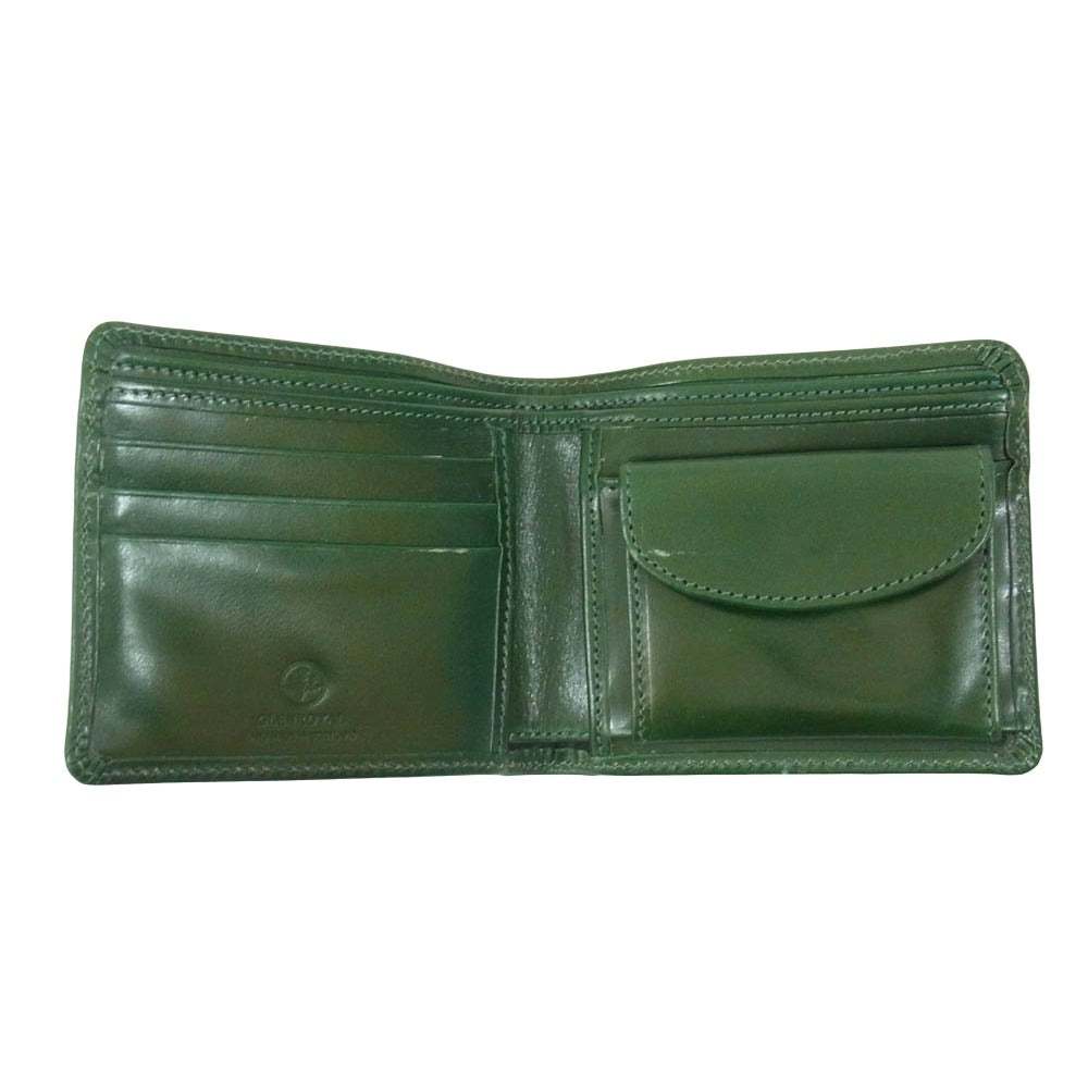 GLENROYAL グレンロイヤル 03-6171 HIP WALLET WITH DIVIDER 二つ折り財布 ブライドルレザー グリーン系【美品】【中古】