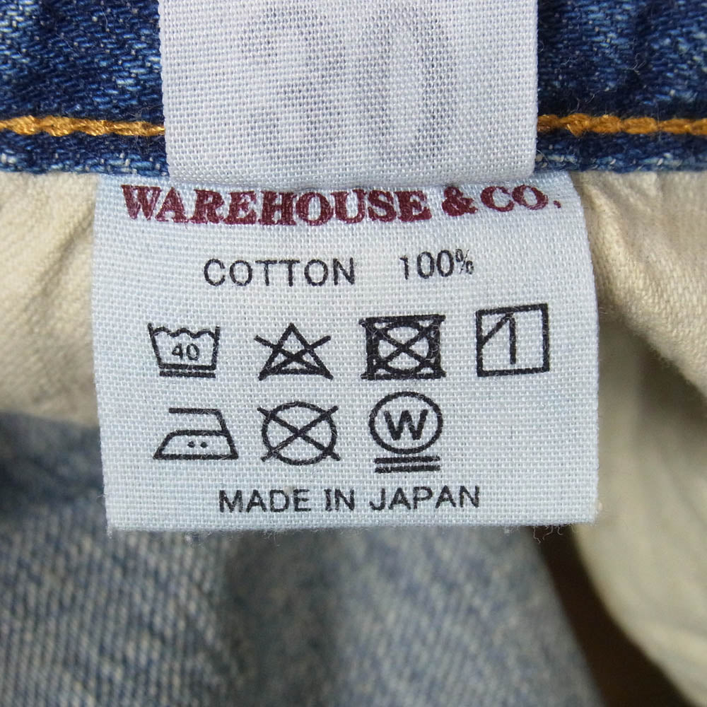 WAREHOUSE ウエアハウス Lot 1105 2ND HAND USED WASH 加工 テーパード デニム パンツ インディゴブルー系 30【極上美品】【中古】
