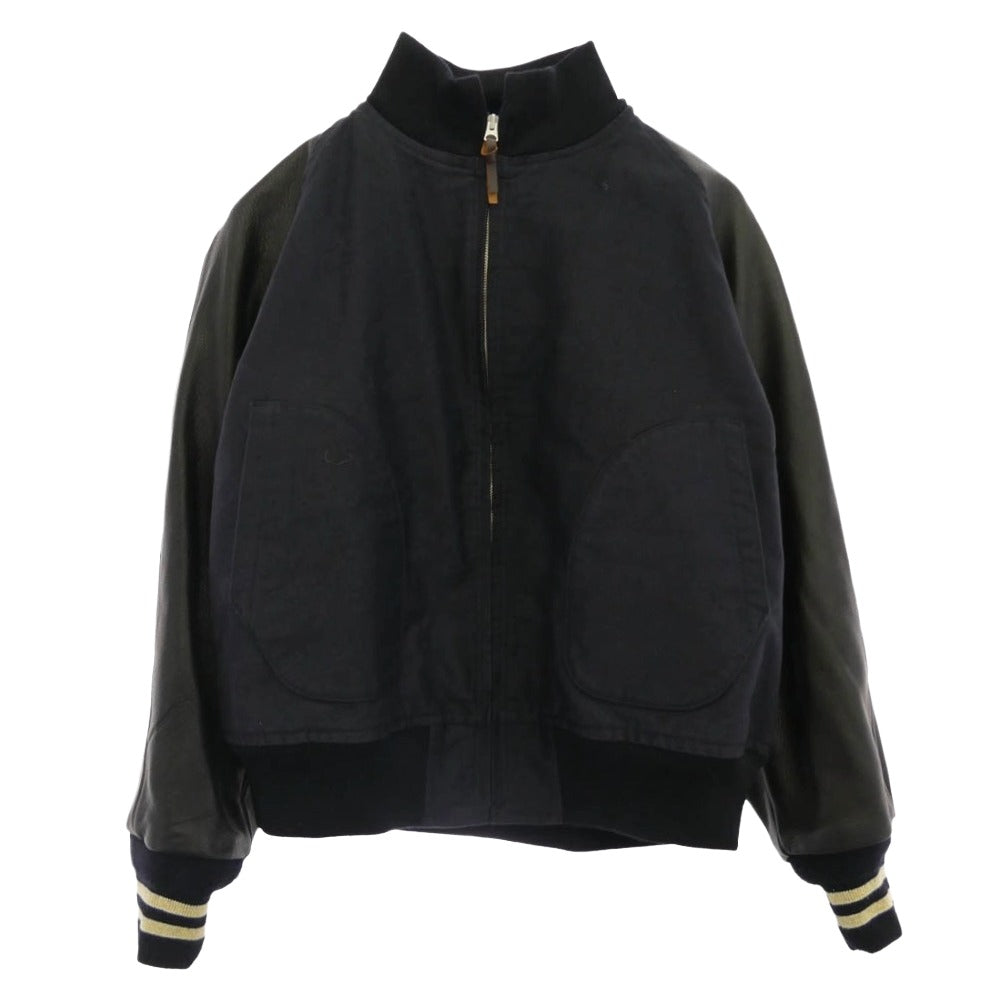Nigel Cabourn ナイジェルケーボン 8047-00-30001 M42 DECK JACKET MIX 袖レザー デッキジャケット ブラック系 52【中古】