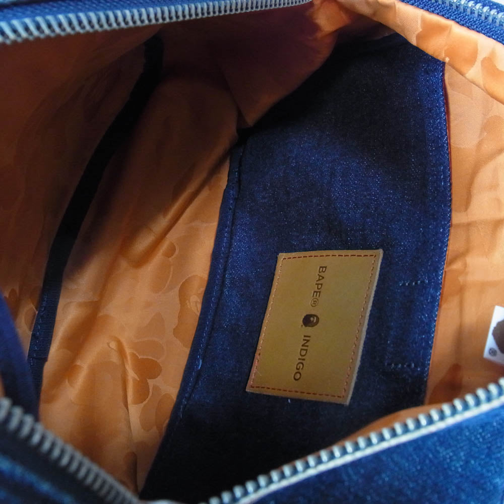 PORTER ポーター A BATHING APE エイプ デニム ウエストバッグ ボディバッグ インディゴブルー系【中古】