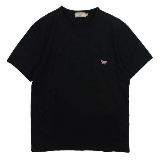 MAISON KITSUNE メゾンキツネ AM00102KJ0010 フォックスロゴ 胸ポケット Tシャツ ブラック系 L【中古】