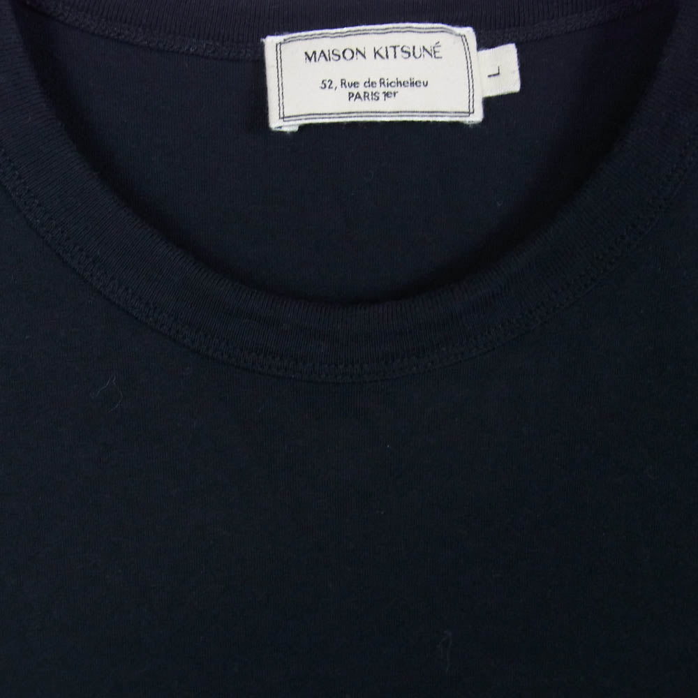 MAISON KITSUNE メゾンキツネ AM00102KJ0010 フォックスロゴ 胸ポケット Tシャツ ブラック系 L【中古】