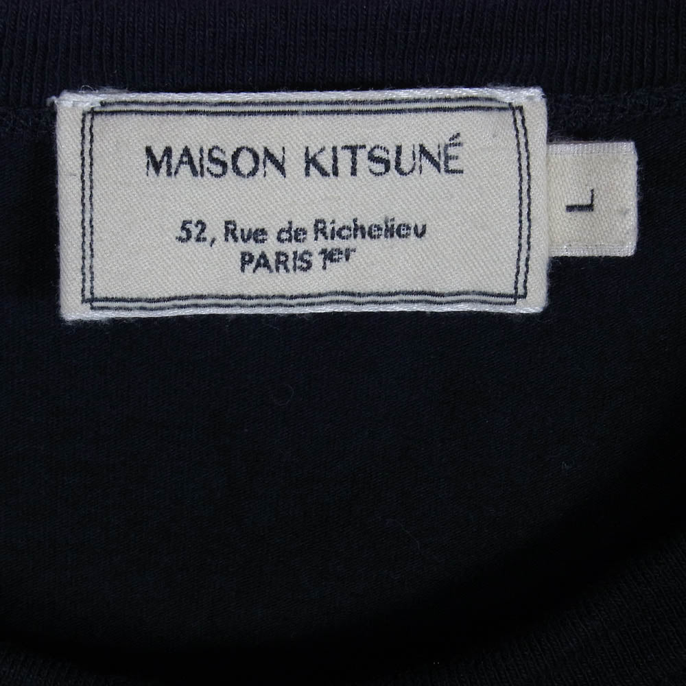 MAISON KITSUNE メゾンキツネ AM00102KJ0010 フォックスロゴ 胸ポケット Tシャツ ブラック系 L【中古】