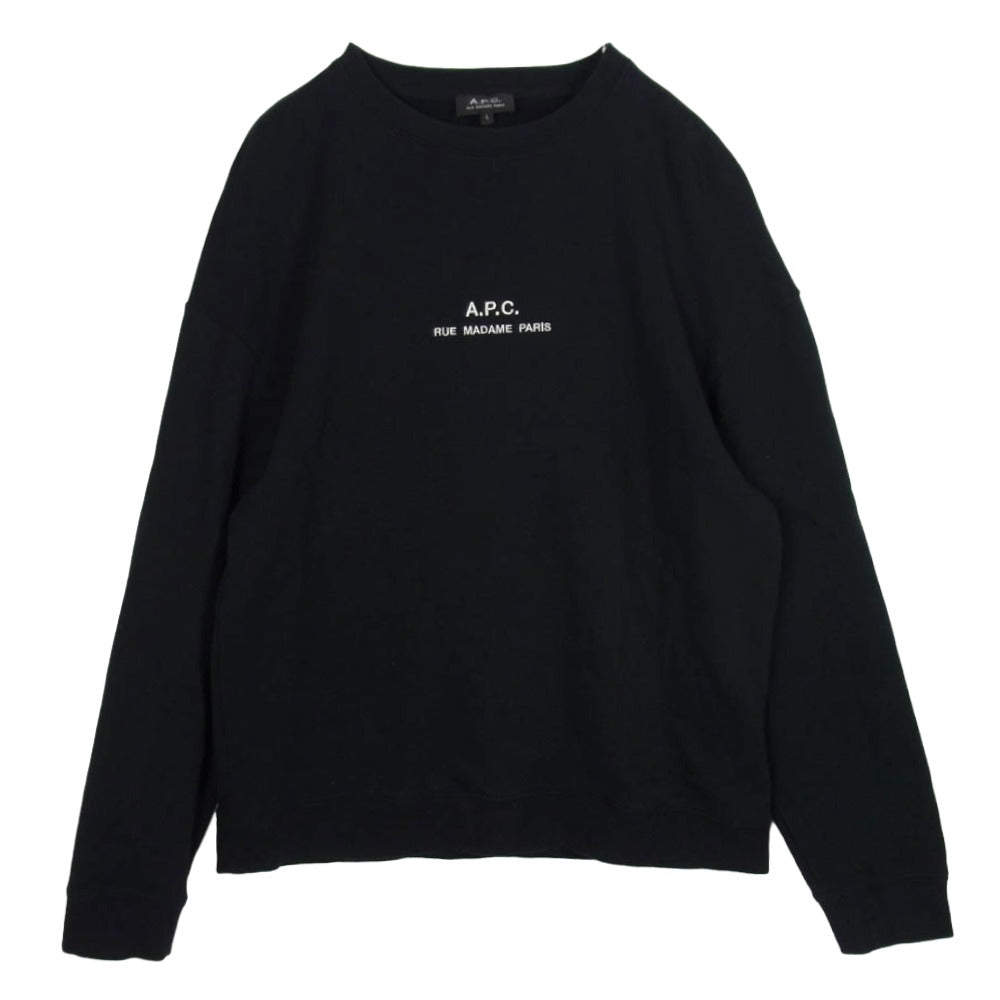 A.P.C. アーペーセー rue madame paris 刺繍 スウェット ブラック系 L【中古】