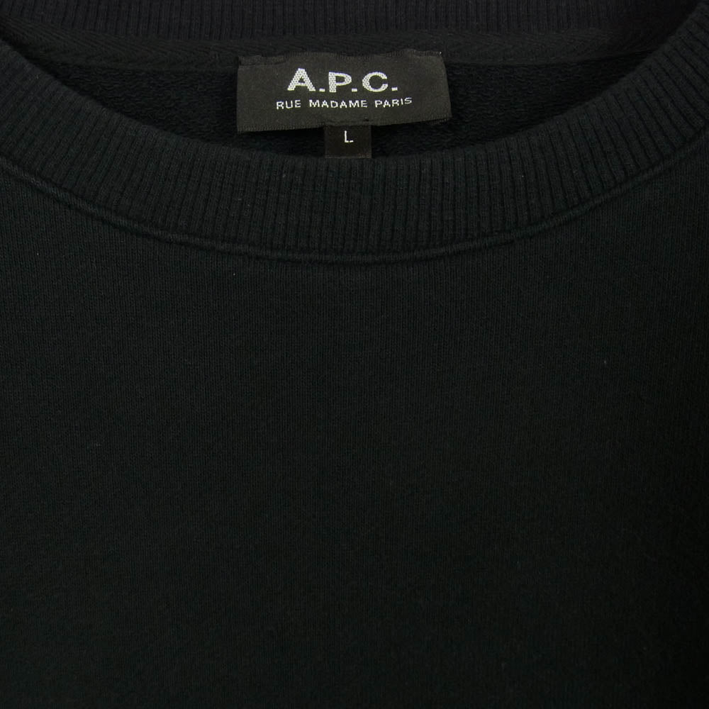 A.P.C. アーペーセー rue madame paris 刺繍 スウェット ブラック系 L【中古】