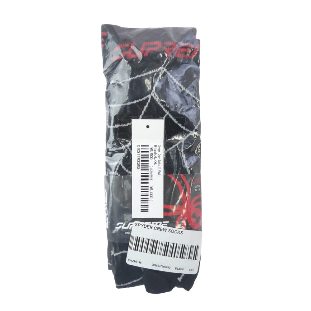 Supreme シュプリーム Spyder Crew Socks スパイダー クルー ソックス ブラック系 L/XL【新古品】【未使用】【中古】