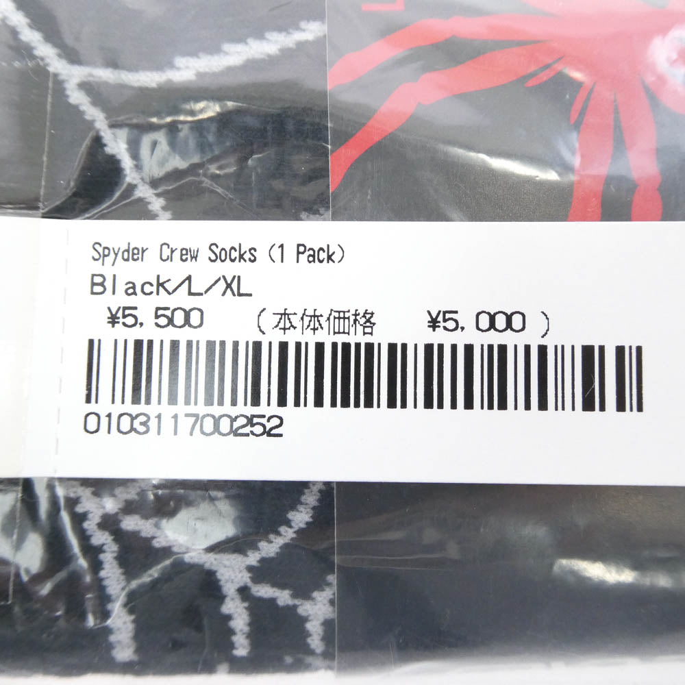 Supreme シュプリーム Spyder Crew Socks スパイダー クルー ソックス ブラック系 L/XL【新古品】【未使用】【中古】