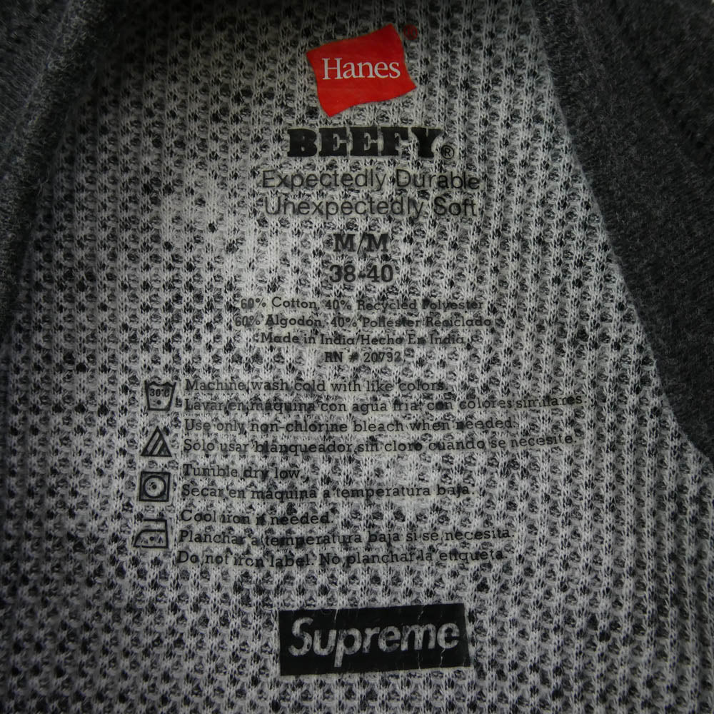 Supreme シュプリーム Hanes Thermal Crew ヘインズ サーマル クルーネック 長袖 Tシャツ ダークグレー系 M【中古】