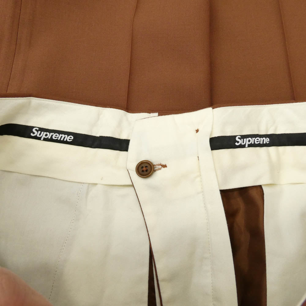 Supreme シュプリーム Pleated Trouser プリ―テッド トラウザー パンツ ブラウン ブラウン系 32【中古】