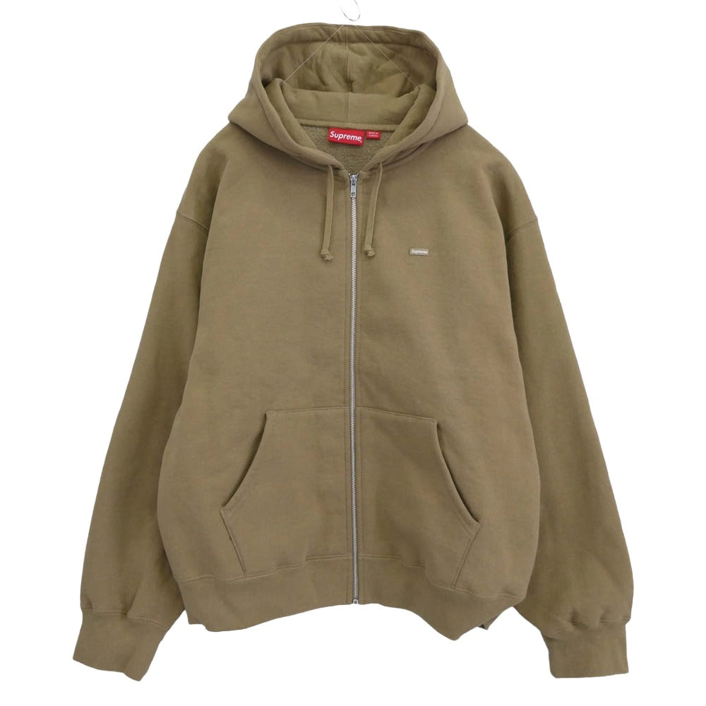 Supreme シュプリーム Small Box Zip Hooded Sweatshirt スモールボックス ロゴ ジップアップ パーカー ライトブラウン系 L【美品】【中古】