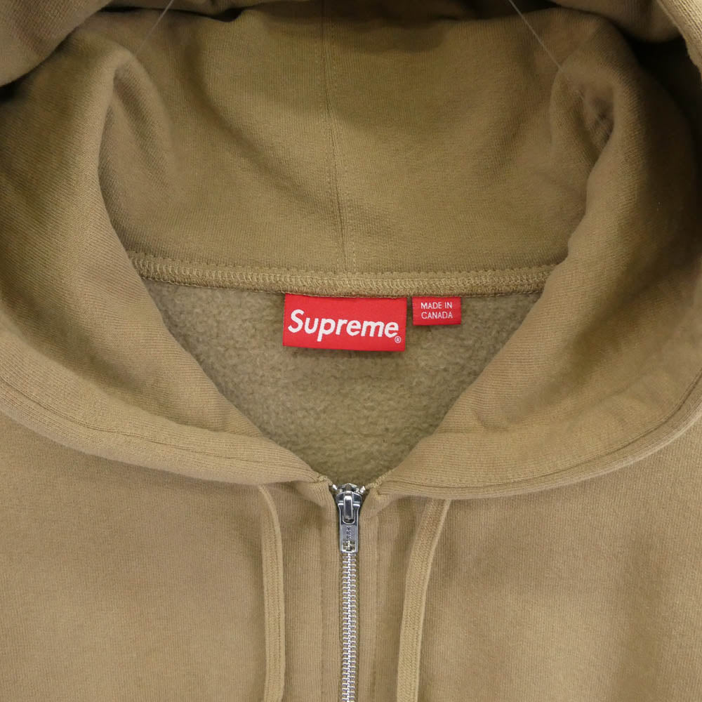 Supreme シュプリーム Small Box Zip Hooded Sweatshirt スモールボックス ロゴ ジップアップ パーカー ライトブラウン系 L【美品】【中古】
